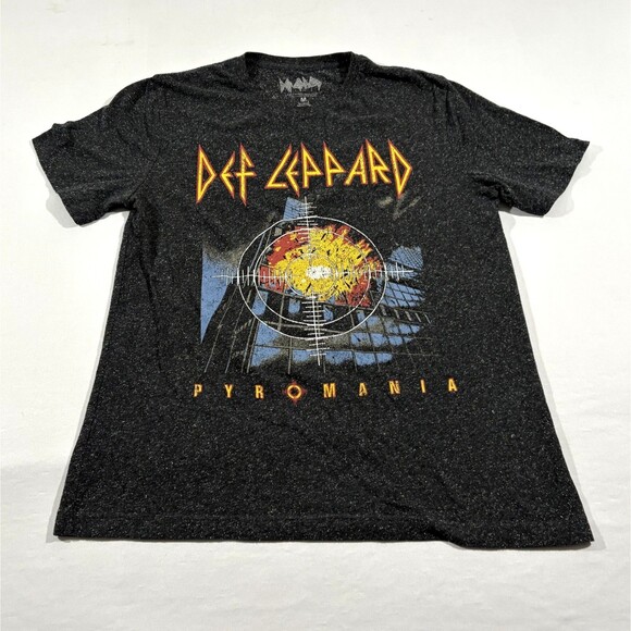 Def Leppard Mens T-shirt Gray Pyromania Graphic Print Band Tee Unisex Speckle M - Picture 1 of 8